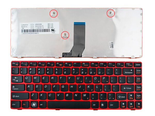 TECLADO INGLÉS LENOVO | IDEAPAD Z480 NEGRO | MARCO ROJO