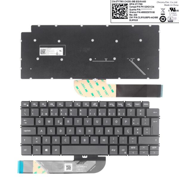 TECLADO PORTUGUES DELL INSPIRON 13-5390 5391 7391 14-5490 5491 7491 5498 7490 5493 SERIES SIN FRAME | 0TY7MX