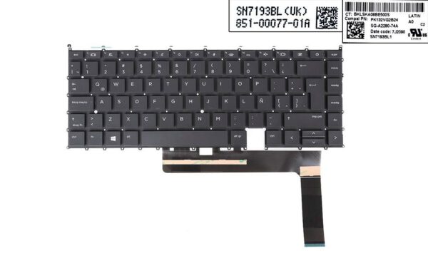 TECLADO LATINO HP ELITEBOOK X360 1040 G7 1040 G8 SERIES SIN MARCO CON RETROILUMINACION | LA 7J2090 PK132VG2B24
