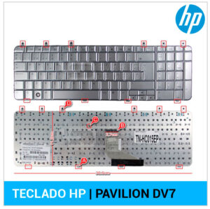 TECLADO ESPAÑOL HP PAVILION DV7-1000 SERIES COLOR PLATA