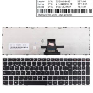 TECLADO ESPAÑOL LENOVO IDEAPAD G50-70 G50-45 G50-70 G70-70 SERIES | NEGRO CON MARCO GRIS
