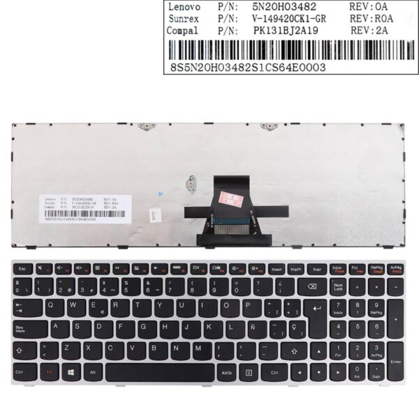 TECLADO ESPAÑOL LENOVO IDEAPAD G50-70 G50-45 G50-70 G70-70 SERIES | NEGRO CON MARCO GRIS