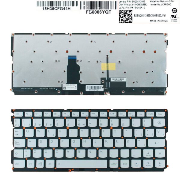 TECLADO ESPAÑOL LENOVO IDEAPAD AIR 12 YOGA 900-12ISK SERIES SIN MARCO | SP V154120AK1-SP SN20K13934 PK121041B12