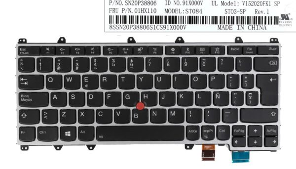 TECLADO ESPAÑOL LENOVO YOGA Y370 SERIES MARCO PLATEADO Y RETROILUMINADO | 01HX110