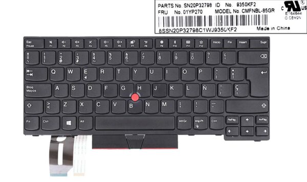 TECLADO ESPAÑOL LENOVO THINKPAD T480S T490 T495 L480 L380 L390 E480 E485 E490 P43S SERIES CON POINTSTICK Y RETROILUMINACION | 01YP280