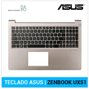 TECLADO ESPAÑOL ASUS | UX51 | UX51VZ ZENBOOK | NEGRO | CON MARCO PLATA | RETROILUMINADO