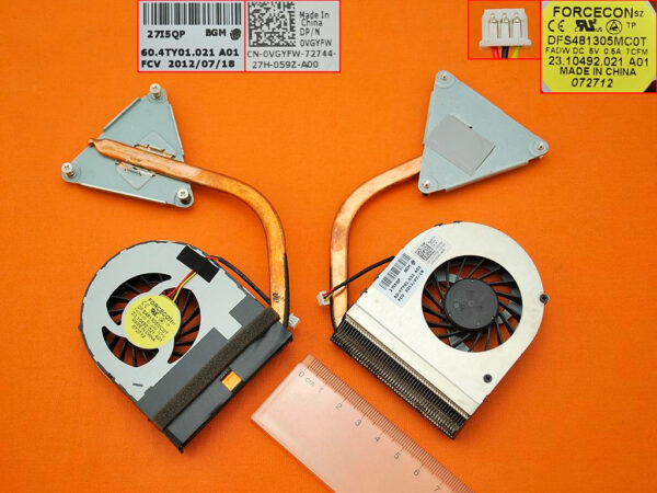 VENTILADOR CPU CON DISIPADOR DELL INSPIRON N4050 V1450 SERIES | DFS481305MCOT 60.4TY01.021 60.4IU40.001 A01 0FYYPM
