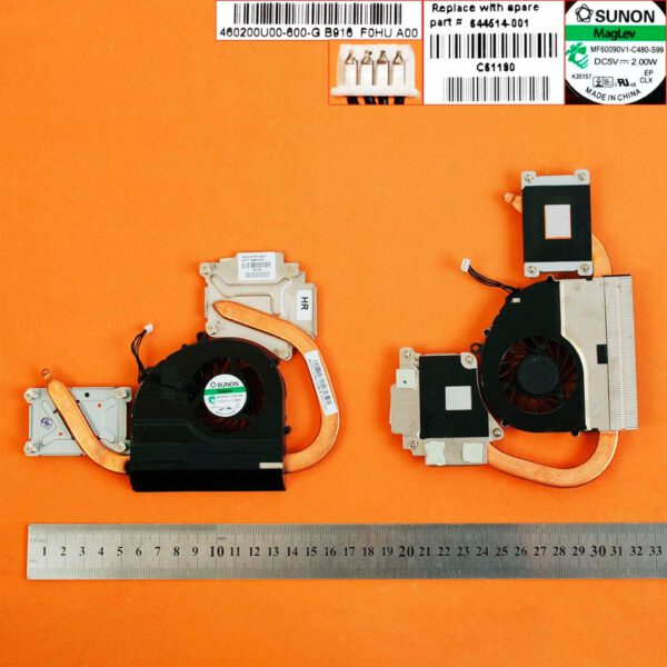VENTILADOR CPU CON DISIPADOR HP PAVILION DV4-3000 SERIES | MF60090V1-C480-S99 644514-001