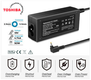 CARGADOR TOSHIBA COMPATIBLE | 19V / 4.74A | 5.5 x 2.5mm | 90W