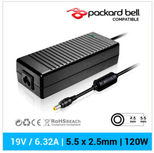 CARGADOR PACKARD BELL COMPATIBLE | 19V / 6.32A | 5.5 x 2.5mm | 120W