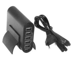 CARGADOR 6 PUERTOS USB 5V / 2.4A 5V / 8A 40W | NEGRO