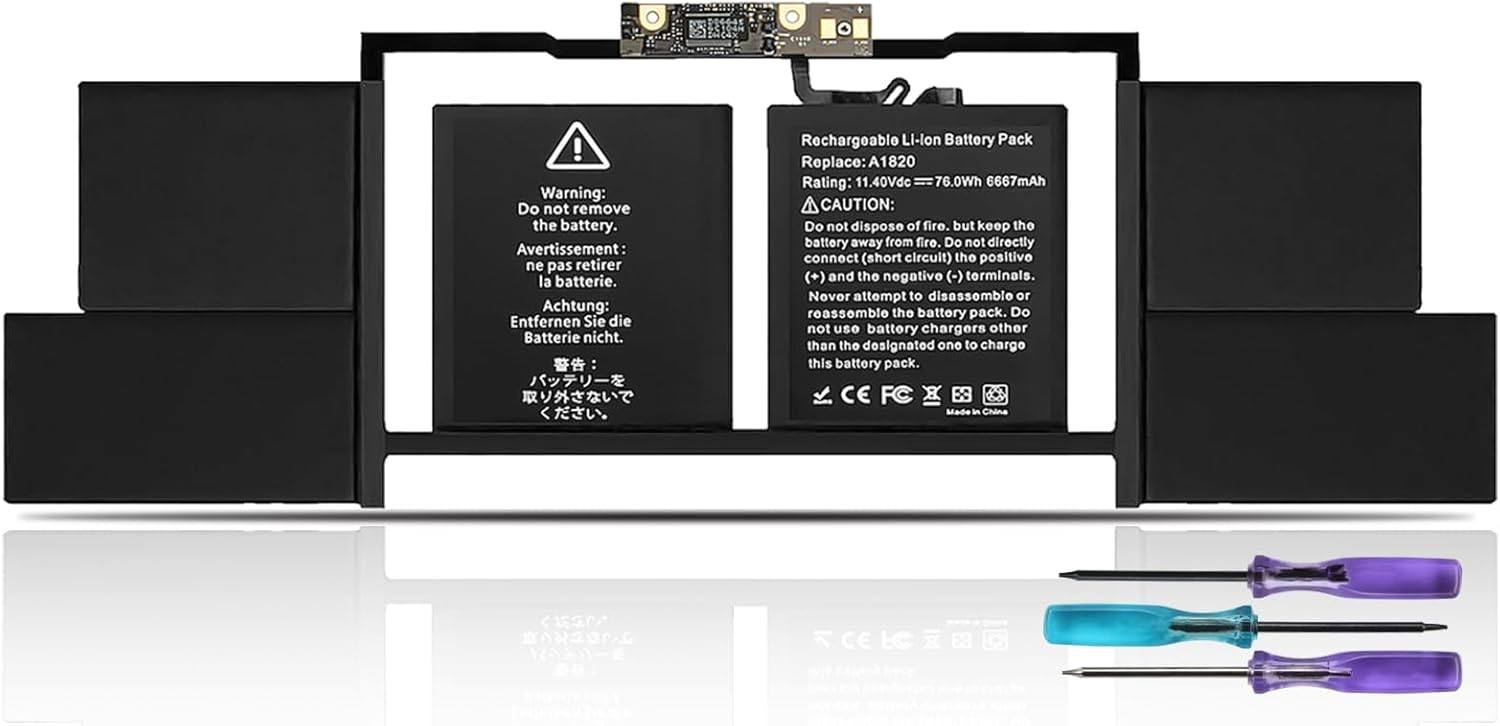 BATERIA APPLE A1820 COMPATIBLE MACBOOK PRO 15 A1820 A1707 TOUCH ( VERSION FINALES 2016 A MEDIADOS DE 2017 ) 11.4V · 6600mAh / 76Wh