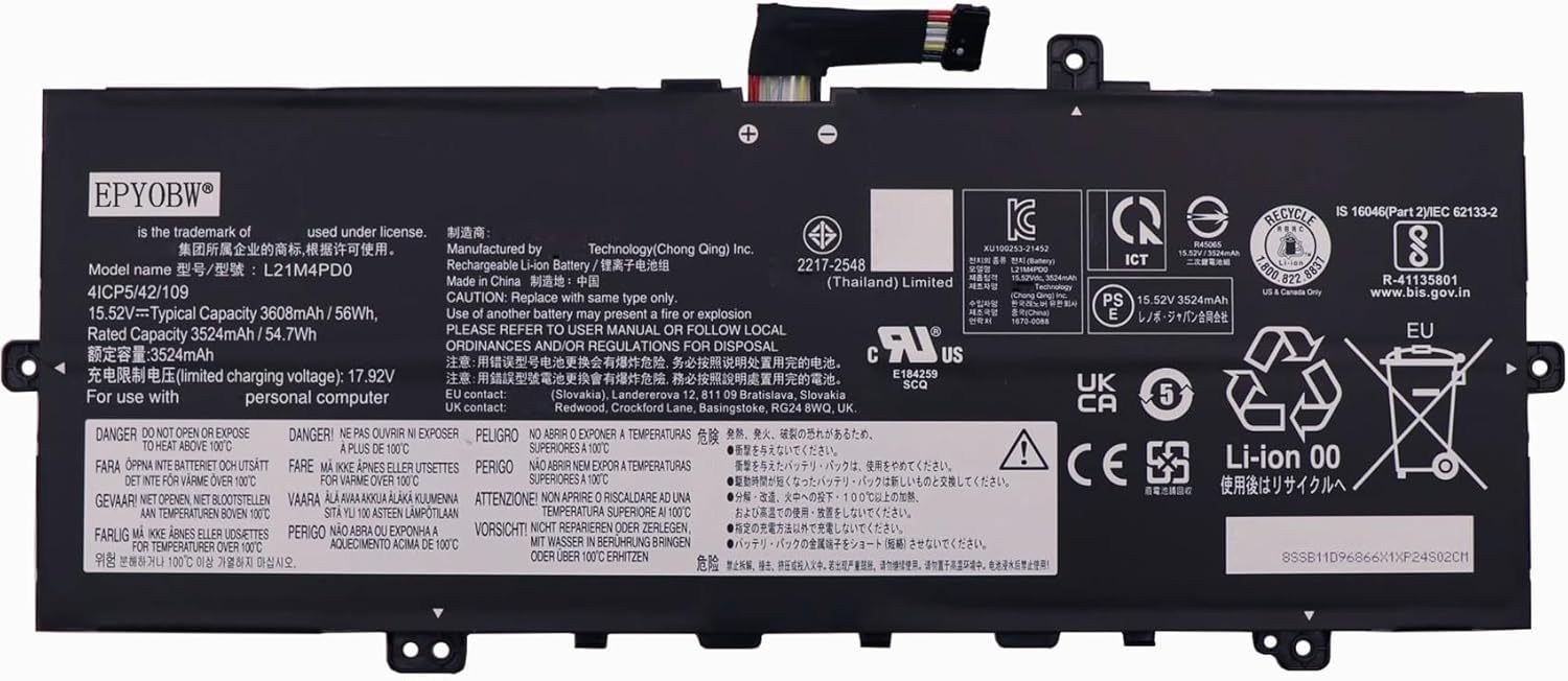 BATERIA PORTATIL LENOVO THINKBOOK 13X G2 IAP 13S G4 IAP SERIES | L21M4PD0 L21C4PD0 15.4V · 3200MAH