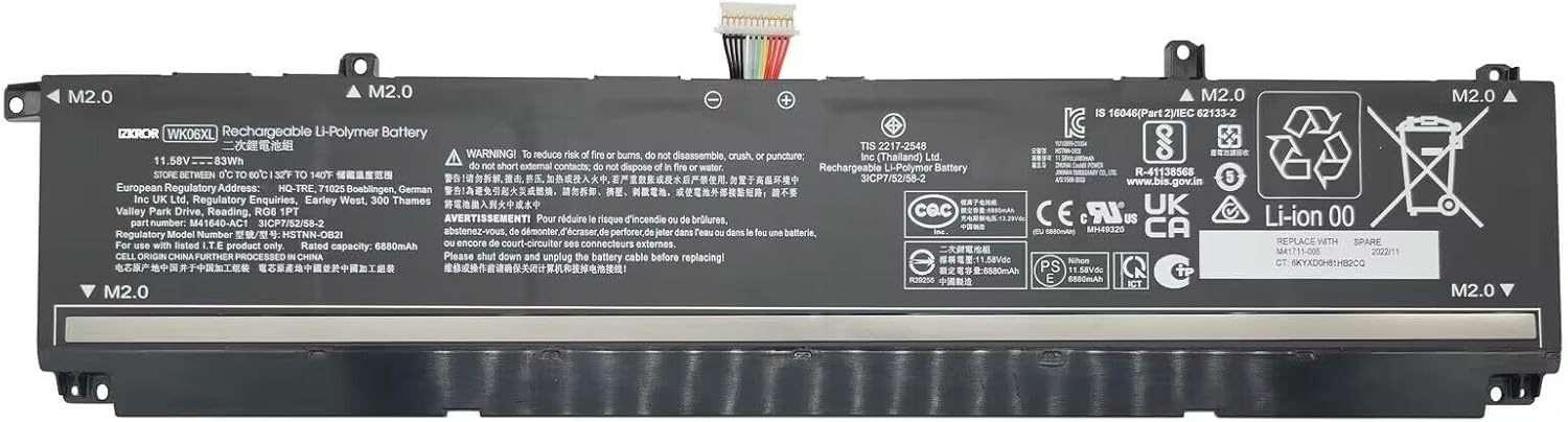 BATERIA PORTATIL HP VICTUS GAMING 16-R0007TX OMEN 16-B0000TX 17-CK0003NI SERIES | WK06XL 11.4V · 5200MAH