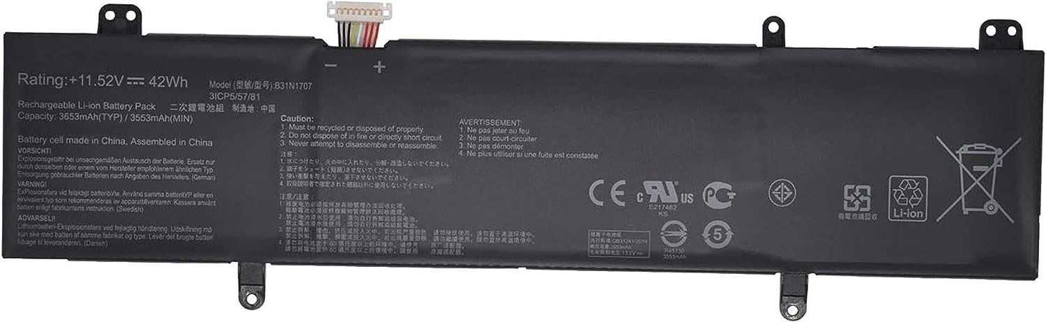 BATERIA ASUS F411U VIVOBOOK F411U S410U X411U SERIES | 0B200-02710000 B31Bi91 B31N1707 | 11.4V · 3600MAH