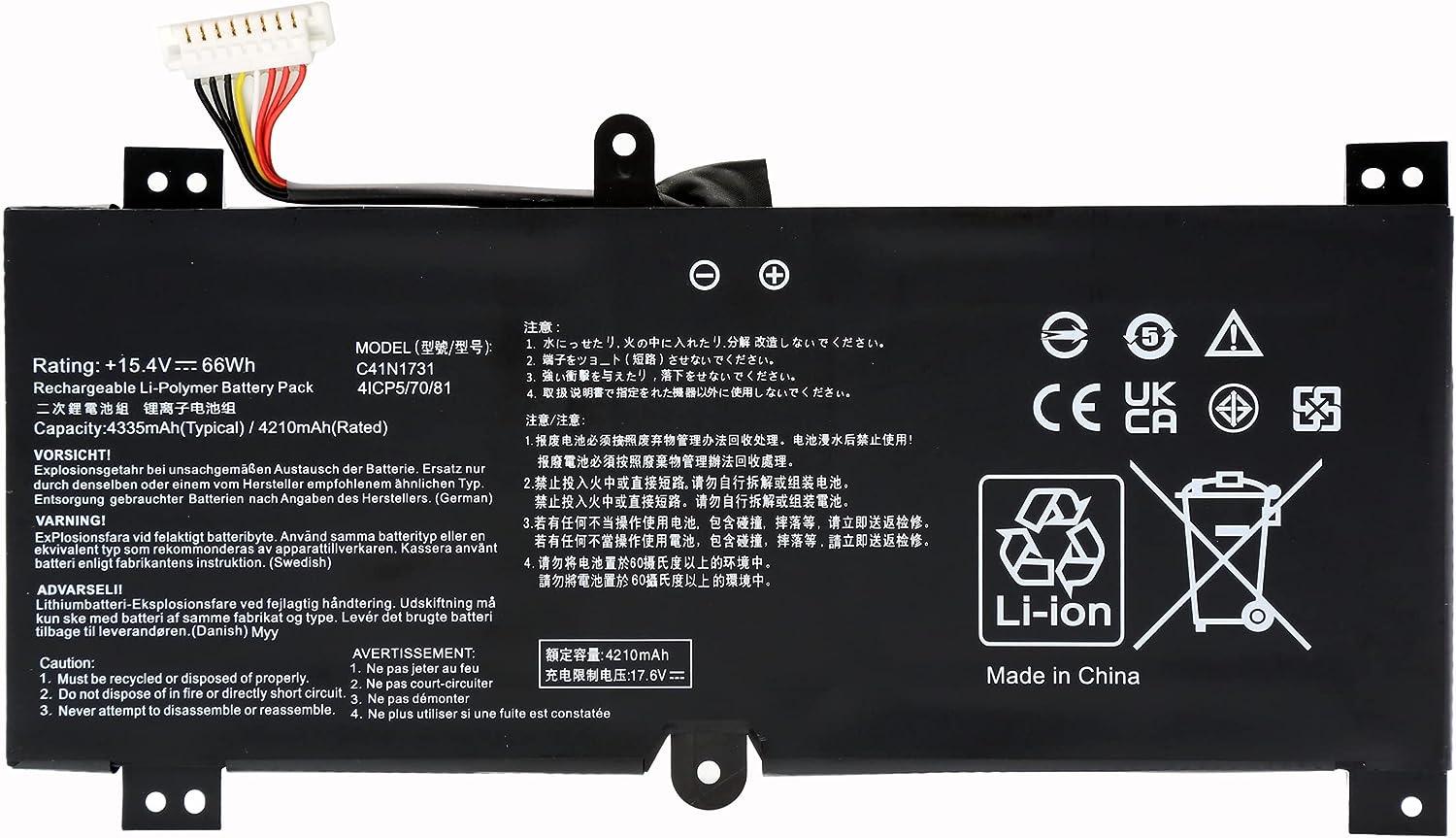 BATERIA ASUS GL504G ROG STRIX GL504G GL504GM SERIES | 0B200-02940000 C41N1731 | 15.4V · 3400MAH