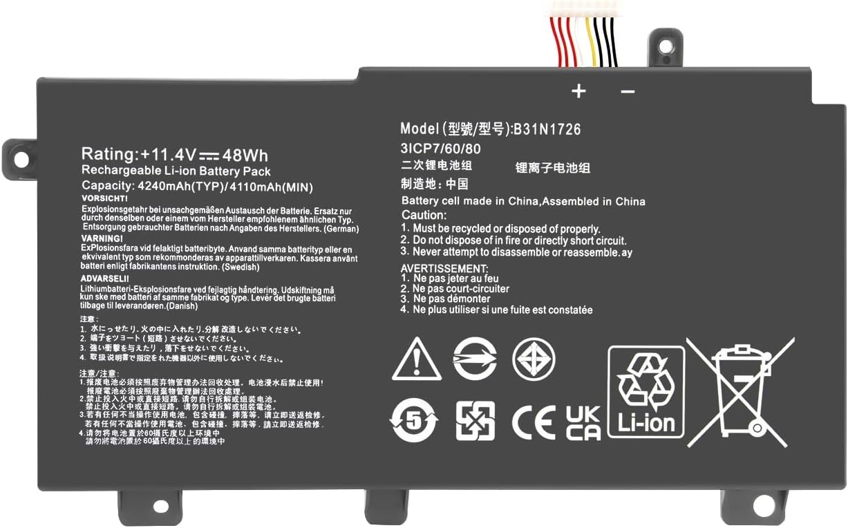 BATERIA PORTATIL ASUS ROG STRIX G512LI G531GD G531GT SERIES | B31N1726 11.4V · 3900mAh / 44Wh
