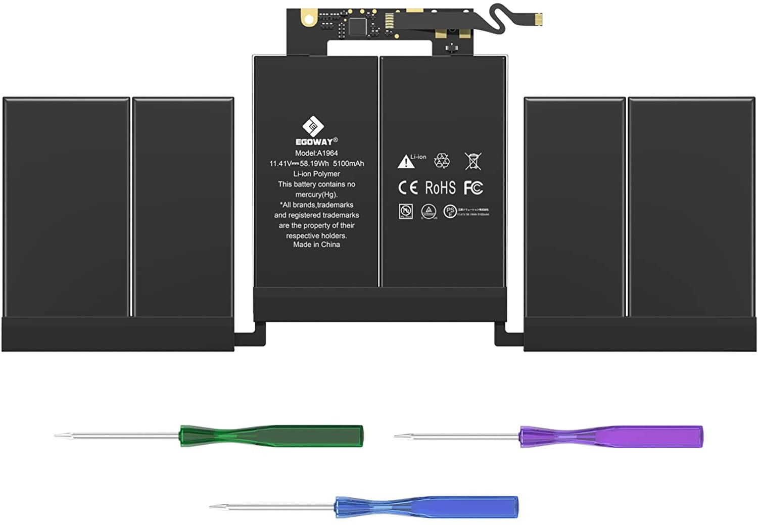 BATERIA APPLE A1964 A1989 COMPATIBLE MACBOOK PRO 13 TOUCH VERSION ( 2018 ,2019 ) 11.41V · 5083mAh / 58Wh
