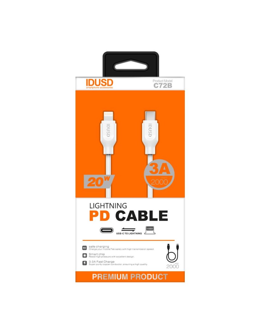 TURBO CABLE PD TIPO C A LIGHTNING 2.0M 3.0A BLANCO | C72B