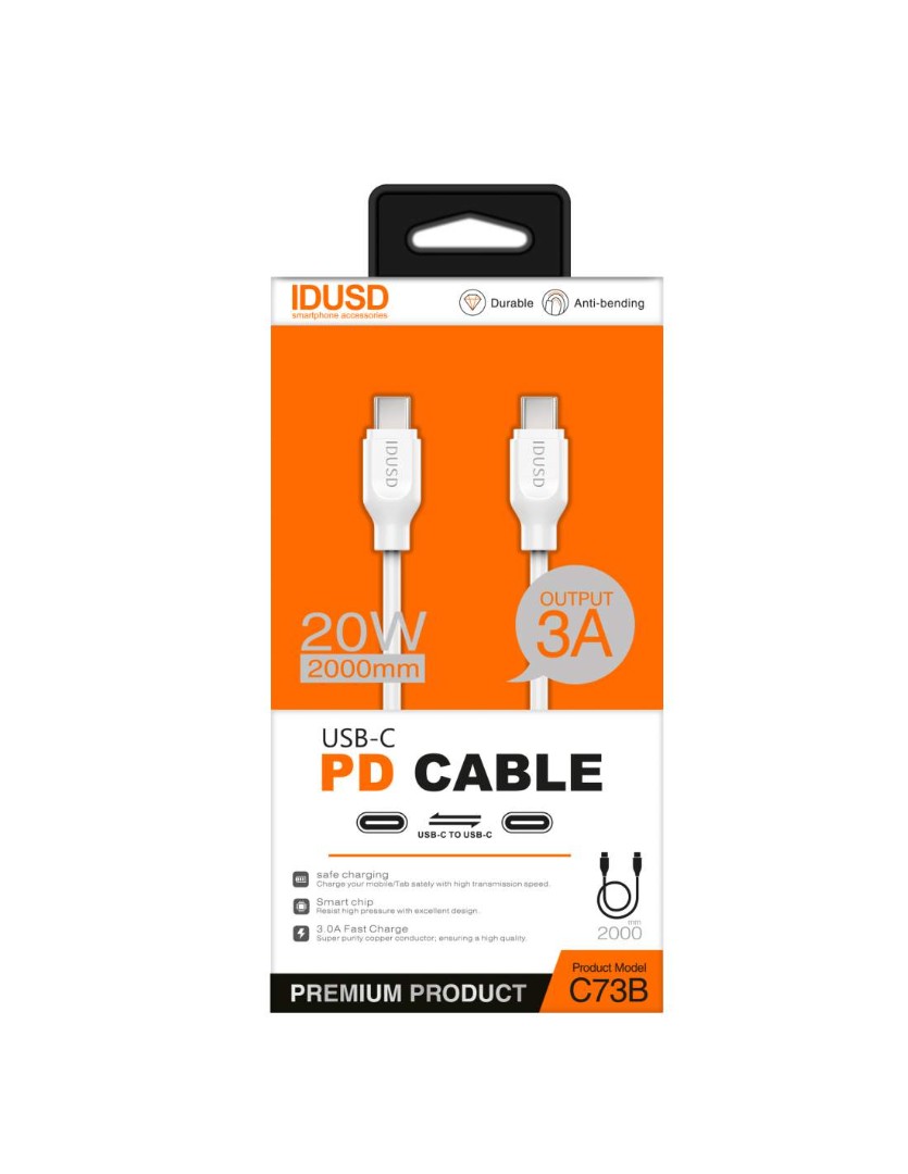 TURBO CABLE PD TIPO C A TIPO C 2.0M 3.0A BLANCO | C73B