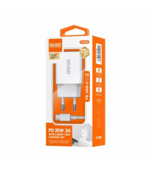 CARGADOR CARGA RÁPIDA 25W + CABLE 1M. PD USB-C A USB-C IDUSD D166B