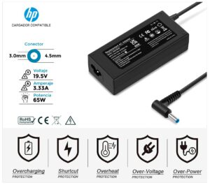 CARGADOR HP COMPATIBLE | 19.5V / 3.33A | 4.5 x 3.0mm | 65W