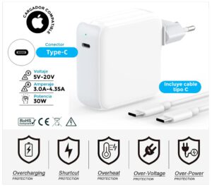 CARGADOR APPLE COMPATIBLE USB-C 30W