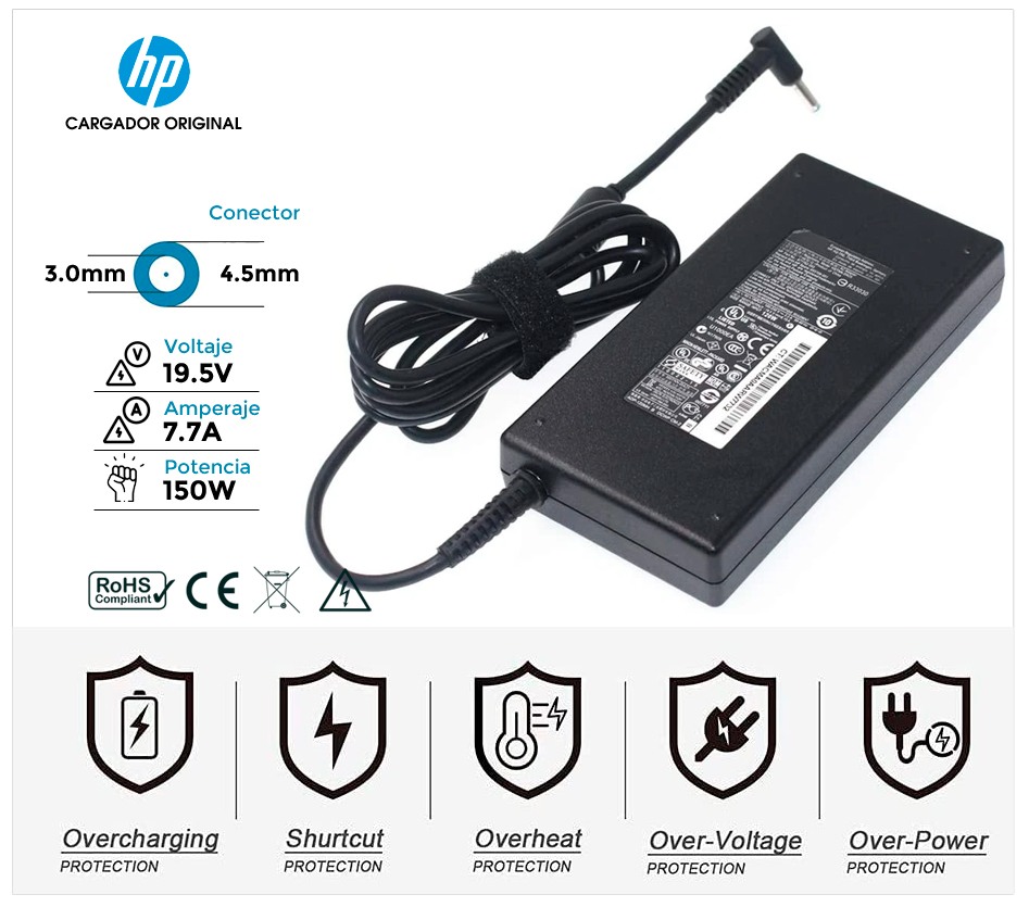 CARGADOR HP 150W ORIGINAL | 19.5V / 7.7A | 4.5 x 3.0mm