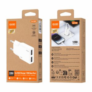 CARGADOR ECO 12W CON DOS PUERTOS USB-A · IDUSD D410B