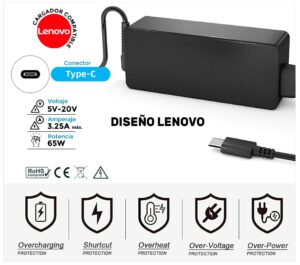 CARGADOR LENOVO COMPATIBLE 65W TIPO C | LENOVO DESIGN