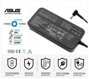 CARGADOR COMPATIBLE ASUS SLIM SERIES 120W · 19V / 6.32A · 5.5 x 2.5mm