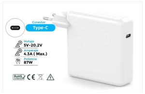 CARGADOR APPLE COMPATIBLE USB-C 87W ( SIN CABLE )