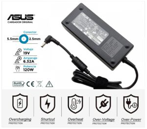 CARGADOR ORIGINAL ASUS | 19V / 6.32A | 5.5 x 2.5mm | 120W