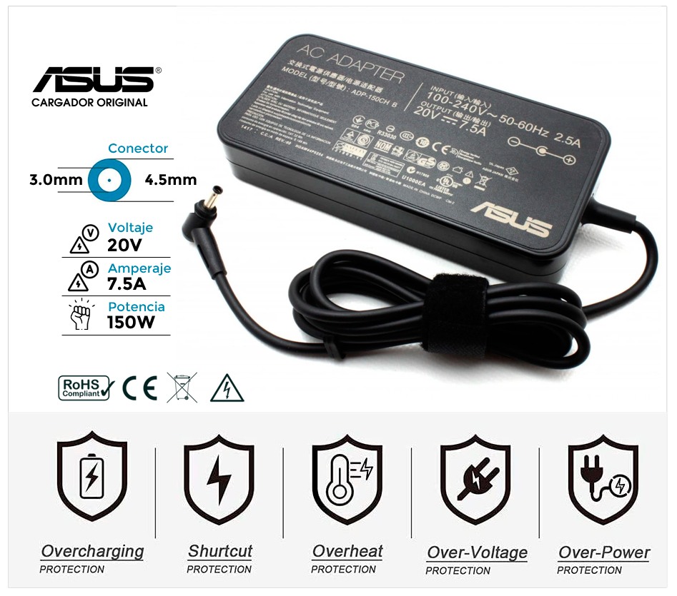 CARGADOR MSI ORIGINAL | 20V / 7.5A | 4.5 x 3.0mm | 150W