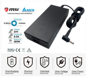 CARGADOR MSI/DELTA/CHICONY 180W ORIGINAL | 20V / 9.0A | 4.5 x 3.0mm