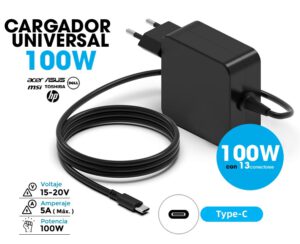 CARGADOR UNIVERSAL AUTOMÁTICO TIPO C 100W CON 13 PUNTAS