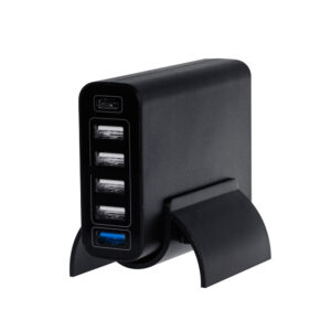 CARGADOR 6 PUERTOS 2 x QC3.0 | 2 x USB 5V / 2.4A + 1 x Tipo C 5V / 3A 60W | NEGRO