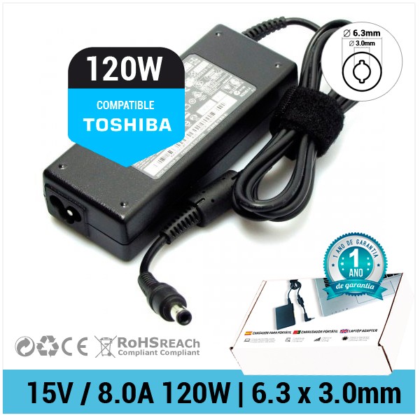 CARGADOR TOSHIBA COMPATIBLE | 15V / 8.0A | 6.3 x 3.0mm | 120W