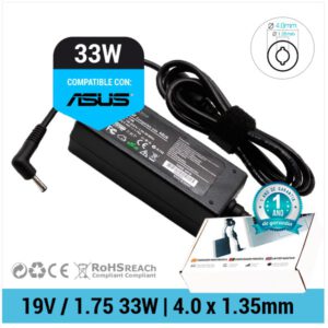 CARGADOR ASUS COMPATIBLE | 19V / 1.75A | 4.0 x 1.35mm | 33W