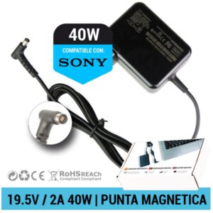 CARGADOR SONY COMPATIBLE 40W | 19.5V/2A PUNTA ESPECIAL MAGNETICA ( DIRECTO A PARED )