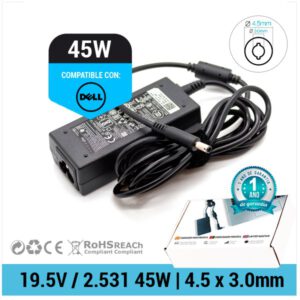 CARGADOR DELL COMPATIBLE | 19.5V / 2.31A | 4.5 x 3.0mm | 45W