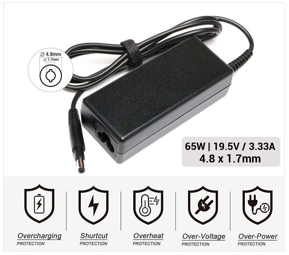 CARGADOR HP COMPATIBLE | 19.5V / 3.33A | 4.8 x 1.7mm | 65W