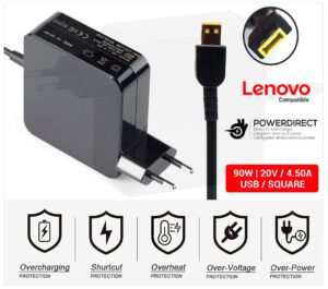 CARGADOR LENOVO COMPATIBLE | 20V / 4.5A | SQUARE | 90W DIRECTO A PARED ( SIN CABLE )