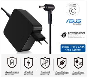 CARGADOR ASUS COMPATIBLE | 19V / 3.42A | 4.0 x 1.35mm | 65W DIRECTO A PARED ( SIN CABLE )