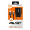 CARGADOR SMART CHARGER 1xUSB 2.4A 12W + CABLE MICRO USB NEGRO | D71A