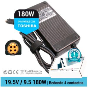 CARGADOR TOSHIBA COMPATIBLE | 19.5V / 9.5A | REDONDO 4 CONT. | 180W