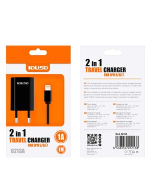 CARGADOR LIGHTNING 2 EN 1 NEGRO