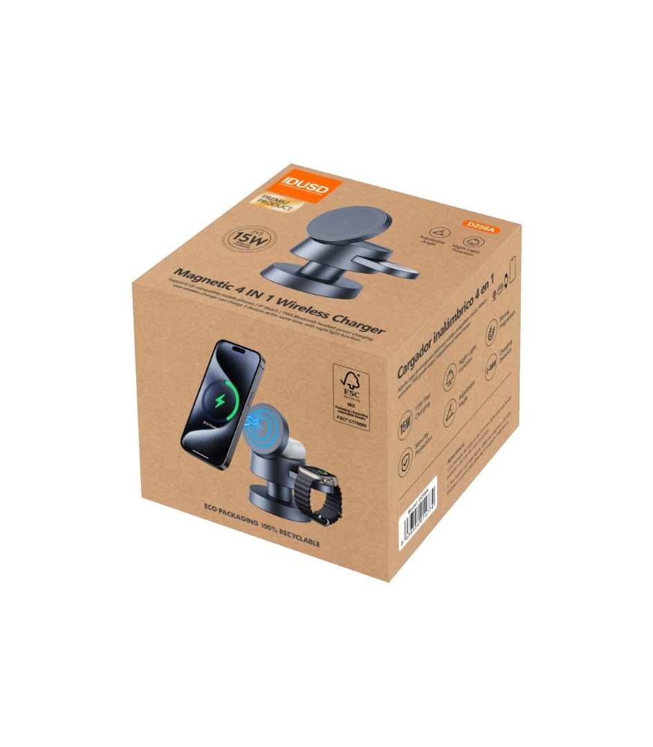 CARGADOR INALAMBRICO / WIRELESS ECO ONE 4 EN 1 15W IDUSD D256A
