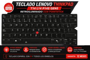 TECLADO ESPAÑOL LENOVO THINKPAD T14 L14 P14S GEN 5 SERIES CON RETROILUMINACION | 5N21M38344 5N21M38267