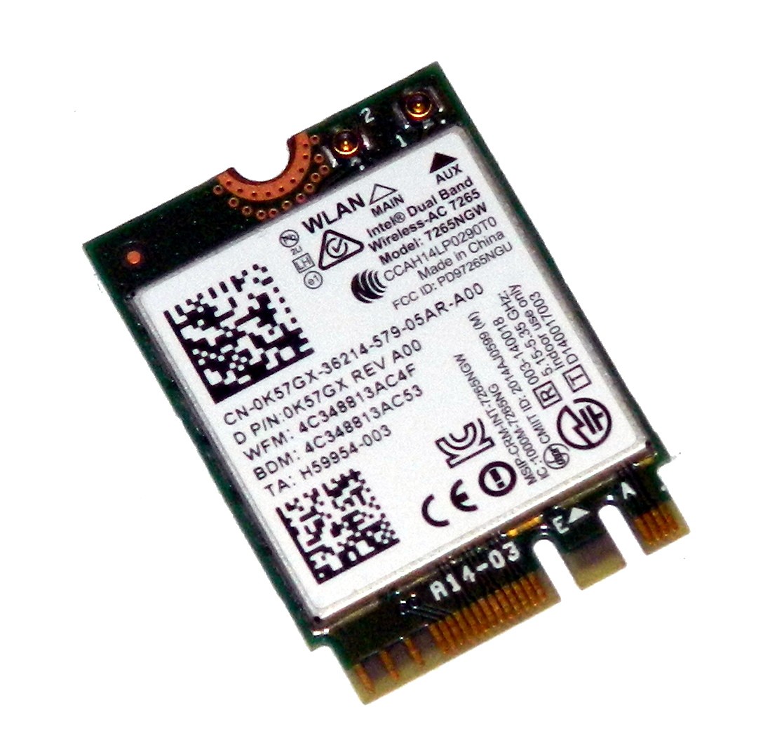 TARJETA WIRELESS DELL INTEL WIRELESS-AC 7265 | K57GX 0K57GX
